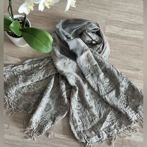 Grey and silver boho scarf 100%wool